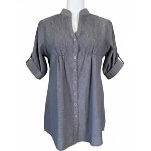 Y2K Boho Smocked Chambray Tunic Blouse 1X  Speed Control New York Peasant